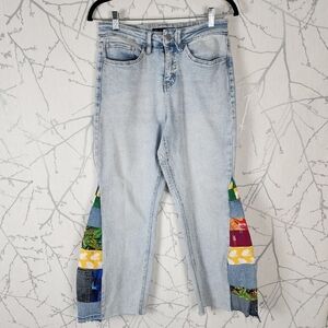 Royalty Upcycled Patchwork Light Wash High Rise Flare Jeans